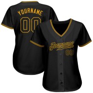 Benutzerdefiniertes authentisches Baseball-Trikot in Schwarz und Gold Benutzerdefiniertes authentisches Baseball-Trikot in Schwarz und Gold