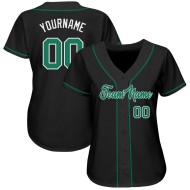 Benutzerdefiniertes authentisches Baseball-Trikot in Schwarz und Kelly Grün-Weiß Benutzerdefiniertes authentisches Baseball-Trikot in Schwarz und Kelly Grün-Weiß