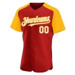 Weiß-Gold Jersey Custom Sleeves Baseball Raglan Rot Authentic Weiß-Gold Jersey Custom Sleeves Baseball Raglan Rot Authentic