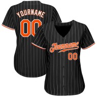 Benutzerdefinierte schwarz weiß Nadelstreifen orange-weiß authentische Baseball Jersey Benutzerdefinierte schwarz weiß Nadelstreifen orange-weiß authentische Baseball Jersey