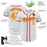 Benutzerdefiniertes weißes gold-rotes Baseball-Trikot Authentic Benutzerdefiniertes weißes gold-rotes Baseball-Trikot Authentic