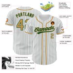 Jersey Nadelstreifen Authentische Custom Weiß Gold Grün Alte Baseball