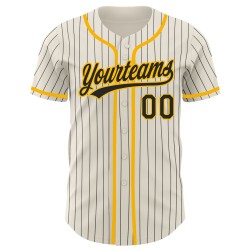 Gold Authentic Baseball Schwarz Nadelstreifen Jersey Custom Creme Gold Authentic Baseball Schwarz Nadelstreifen Jersey Custom Creme