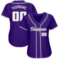 Benutzerdefinierte lila weiß-grau authentische Baseball Jersey Benutzerdefinierte lila weiß-grau authentische Baseball Jersey