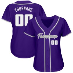 Benutzerdefinierte lila weiß-grau authentische Baseball Jersey Benutzerdefinierte lila weiß-grau authentische Baseball Jersey