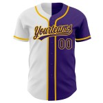 Authentische Split Lila Lila Weiß-Gold Jersey Mode Custom Baseball Authentische Split Lila Lila Weiß-Gold Jersey Mode Custom Baseball