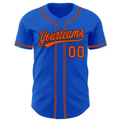 Blaues benutzerdefiniertes Thunder Orange-Schwarzes authentisches Baseball-Trikot