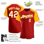 Weiß-Gold Jersey Custom Sleeves Baseball Raglan Rot Authentic Weiß-Gold Jersey Custom Sleeves Baseball Raglan Rot Authentic