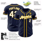 Weiß-Gelb Baseball Navy Authentic Jersey Custom Weiß-Gelb Baseball Navy Authentic Jersey Custom