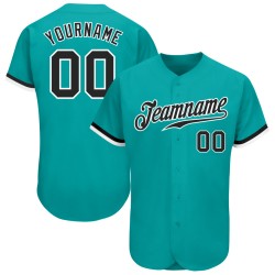 Benutzerdefiniertes Aqua Schwarz-Weiß Authentic Baseball Jersey