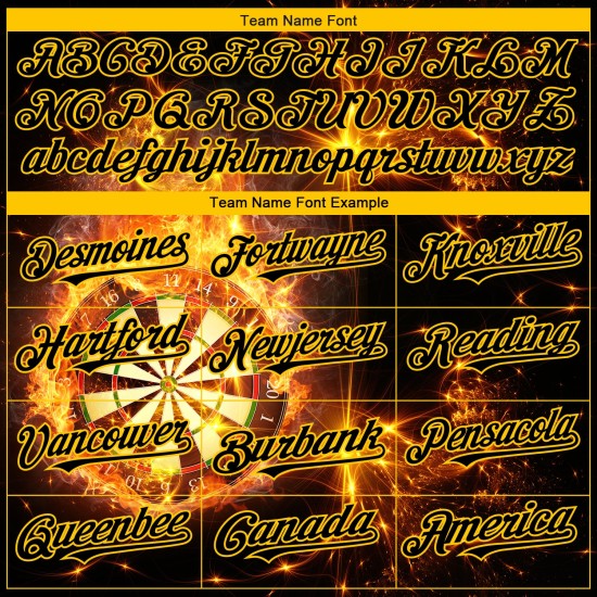 Design 3D Dart Flamme Baseball Gold Custom Board Schwarz Authentische Muster Jersey Design 3D Dart Flamme Baseball Gold Custom Board Schwarz Authentische Muster Jersey