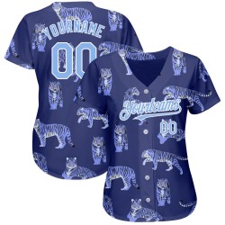 Lila Blau-Weiß 3D Design Jersey Tiger Custom Authentic Dark Light Muster Baseball Lila Blau-Weiß 3D Design Jersey Tiger Custom Authentic Dark Light Muster Baseball