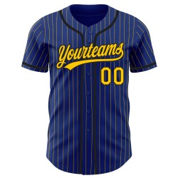 Schwarzes Royal Baseball-Trikot mit Nadelstreifen, authentisches, individuelles Gelb Schwarzes Royal Baseball-Trikot mit Nadelstreifen, authentisches, individuelles Gelb