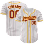 Authentisches Baseball-Trikot, karminrot/weiß, individuelle Nadelstreifen, karminrot-gold Authentisches Baseball-Trikot, karminrot/weiß, individuelle Nadelstreifen, karminrot-gold