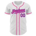 Lila-Pink Jersey Authentic Weiß Baseball Custom Lila-Pink Jersey Authentic Weiß Baseball Custom