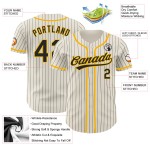 Gold Authentic Baseball Schwarz Nadelstreifen Jersey Custom Creme Gold Authentic Baseball Schwarz Nadelstreifen Jersey Custom Creme