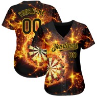 Design 3D Dart Flamme Baseball Gold Custom Board Schwarz Authentische Muster Jersey Design 3D Dart Flamme Baseball Gold Custom Board Schwarz Authentische Muster Jersey