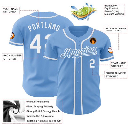 Benutzerdefiniertes authentisches Baseball-Trikot in Blau und Weiß Benutzerdefiniertes authentisches Baseball-Trikot in Blau und Weiß