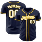 Weiß-Gelb Baseball Navy Authentic Jersey Custom Weiß-Gelb Baseball Navy Authentic Jersey Custom