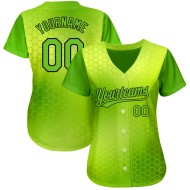 Benutzerdefinierte Neon Design Muster Neon 3D Authentic Grün-Schwarz Jersey Baseball Grün Benutzerdefinierte Neon Design Muster Neon 3D Authentic Grün-Schwarz Jersey Baseball Grün
