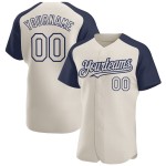 Navy Jersey Baseball Custom Creme Raglan Ärmel Authentisch Navy Jersey Baseball Custom Creme Raglan Ärmel Authentisch