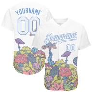 Benutzerdefiniertes 3D-Musterdesign Bunte Blumen und Pilze Psychedelische Halluzination Authentisches Baseball-Trikot